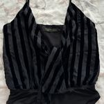 House of Harlow Revolve x 1960 Black Velvet Stripes Tie Front Bodysuit, size XS Photo 13