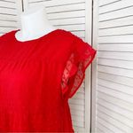 Kirundo Clip Dot Tiered Ruffle Chiffon Babydoll Tunic Top Red XL Red Photo 4