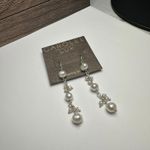 Carolee Lux Sterling Silver & Pearl Pierced Dangle Drop Earrings Photo 5