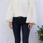 1. State  NEW antique white off the shoulder top‎ size medium eyelet sleeves Photo 0