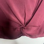 EXPRESS Satin Twisted Front Long Sleeve V-Neck Top Photo 2