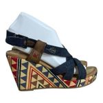 Levi's Levi’s Heels Women Size 8 Slingback Platform Blue Canvas Wedge Bohemian Open Toe Photo 0