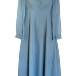 Vintage Dusty Blue Ruffle Collar Prairie Maxi Dress Photo 1
