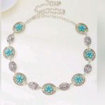Turquoise Silver Color Vintage Carved Flower Style, Waist Chain Belt Photo 1