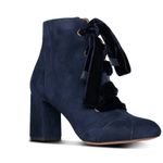 Chloé Chloe Velvet Lace-up Ankle Boots in navy Photo 2