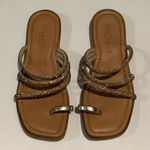 NWOB MARELLA Rhinestone AccentRose Gold Leather Sandals Sz 9 Photo 0