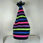 Vintage Meister Winter Hat Ski Hat Striped Stocking Hat 100% New Wool Unisex Black Photo 1