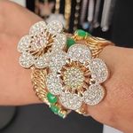 Gold with CZ Stones Flower Arm Bracelets Photo 4