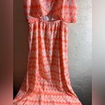 Takara  Vibrant Orange Geometric Maxi Dress Photo 11