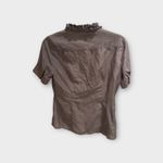 Banana Republic Silk Blend Ruffle Neck Button Down Short Sleeve Top Size S Photo 1