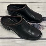 Cole Haan Womens Shoes Black Leather Mules Slides Brown Rope Edging Sz 6 Photo 0
