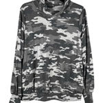 New Directions Gray Camouflage Cowl Neck Sweatshirt Large Photo 0