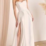 Lulus  Lifetime of Love White Satin Strapless A-Line Gown Bridal Dress Bride 6 Photo 0