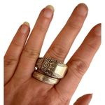 American Vintage Size 10.5 Sterling Silver Plated Spoon Ring 1947 First Love Pattern Photo 1