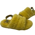 UGG  Fuzzy Fluff Slippers Slides Back Strap Neon Yellow Women's Size 7 Photo 0