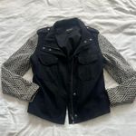 Ella Moss black white ikat tribal sleeve button down jacket XS Photo 14