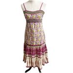 Anthropologie Chaudry Raga Madi Dress Floral Spring Print Beaded Medium Purple Photo 1
