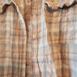 Hippie Rose  plaid beige long sleeve button down shirt Size womens small Photo 2