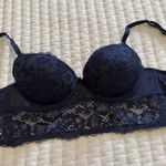 Adore Me Adored by  32C Longline Underwire Floral Lace Demi Cup Bra Blue Black Photo 5