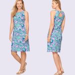Talbots Floral Effortless Jersey Body Slimming Shift Dress Purple Green Size XS Photo 1