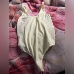 XL Colsie yellow stripe texture seamless stretch thong bodysuit Photo 1