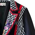 L'ATISTE  Black Ref Floral Blazer Collared neckline Long sleeves SZ 1X #2210 Photo 4