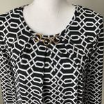 TIFFANY & GREY | Geometric Patterned Blouse Sz MP Black Photo 1