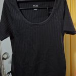 New York Laundry  Charcoal Ribbed Short Sleeve Top Photo 0