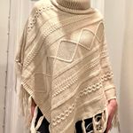 Boutique Neutral  Turtleneck Sweater Poncho Photo 2