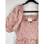 Hyacinth House Womens Dress Beige Mini Floral Smocked Ruffle Puffed A Line Large Pink Photo 6