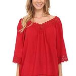 Kut From The Kloth NWT Red Lace V Neck Blouse Photo 0