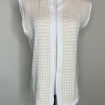 Vintage Open Front Sweater Vest Cream Beige Grid Pattern Sz Medium? Tan Photo 0
