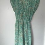 Tucker Silk Cheetah Print Green Turquoise Wrap Belted Shirt Dress Photo 0