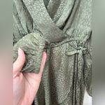 Steve Madden NWOT  Mini Dress Size S Olive Green Subtle Leopard Print Faux Wrap Photo 2