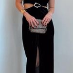 ZARA  NWOT velvet velour cutout sides black maxi dress with gold brooch detail Photo 12