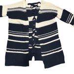 Pink Rose blue white striped open shrug knit cardigan lace up detail down back S Photo 1