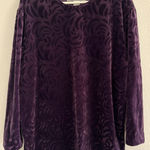 Vintage Crushed Velvet Top Womens Large Purple 90s Stretch Whimsigoth Photo 0