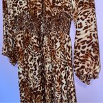 Ashley Stewart NEW Size 22/24 Maxi Dress Leopard Print Long Sleeve Lace Up Photo 2
