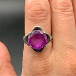 Taxco Mexico Amethyst And Sterling Silver Ring Flower Floral Size 8.75 Purple Photo 6