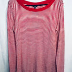 Splendid  Red and White Striped Long Sleeve Button Back Shirt Photo 0