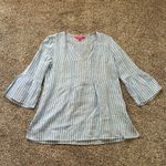 Lilly Pulitzer  light blue & white striped linen tunic top size S Photo 4