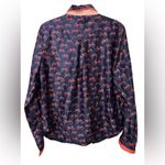 Anthropologie Eloise Satin Navy and Pink Bicycle Print Pajama Top Blue Size M Photo 1