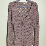 Cream Cloth Women Crochet Sweater With Pearl Button Detail Sz XL EUC Runs Small Tan Size L Photo 2