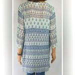 J. Jill NWT  semi sheer Kurta Tunic Blouse Blue Floral Beach Coverup Top LARGE Photo 2