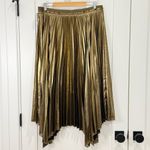 Ted Baker NWT  Nattiee Midi Skirt Size 10-12 Gold Metallic Pleated Photo 4