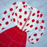 Vintage Nina Donis retro red polka dot swing dress pin up girl long sleeve dress Size M Photo 2