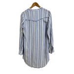 Cloth & Stone women's blue white linen blend gauze button down shirt dress S Photo 3