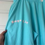 Boys Lie NWT  Sweatpants - Aqua Blue w/ Pale Pink Text Photo 6