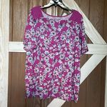 Woman Within  Floral Purple Women's Top w/Shoulder Detail P2P 26-29” SIZE 1X Photo 4