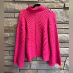 Free People Mock Neck Bell Sleeve Sweater Hot Pink XL Photo 2
